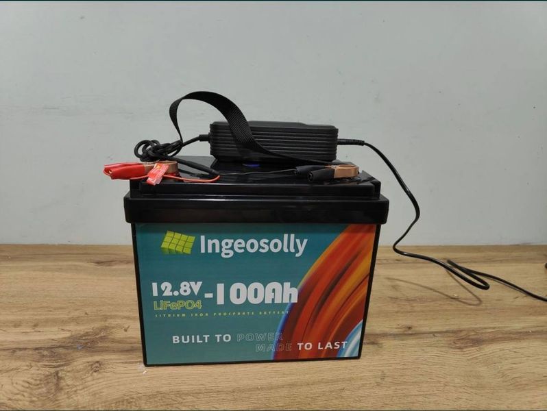 Аккумулятор LiFePo4 Ingeosolly 12V 24V 100Ah 200Ah BMS з модулем BMS та LCD дисплеєм, літій-залізо-фосфатний 2407241 фото