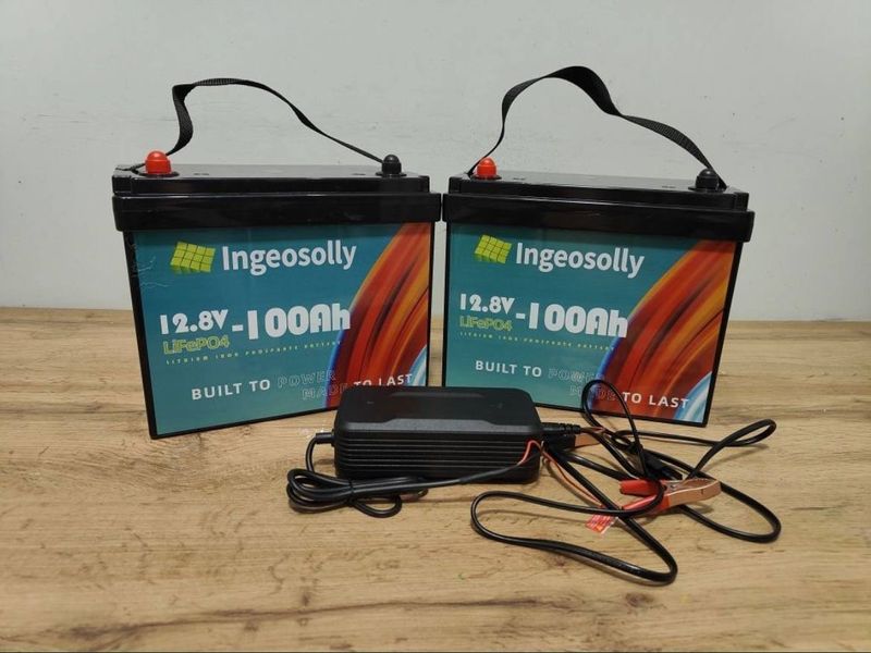 Аккумулятор LiFePo4 Ingeosolly 12V 24V 100Ah 200Ah BMS з модулем BMS та LCD дисплеєм, літій-залізо-фосфатний 2407241 фото