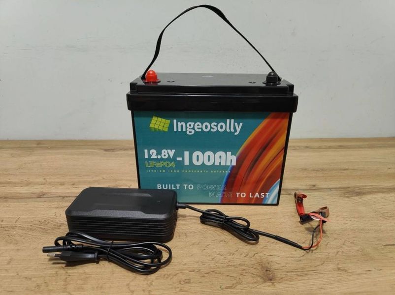 Аккумулятор LiFePo4 Ingeosolly 12V 24V 100Ah 200Ah BMS з модулем BMS та LCD дисплеєм, літій-залізо-фосфатний 2407241 фото