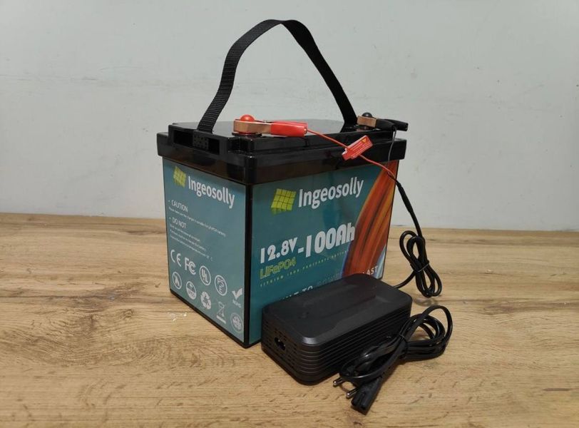 Аккумулятор LiFePo4 Ingeosolly 12V 24V 100Ah 200Ah BMS з модулем BMS та LCD дисплеєм, літій-залізо-фосфатний 2407241 фото