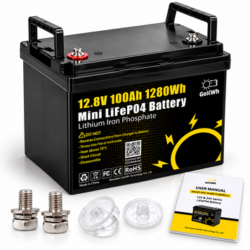 Акумулятор LiFePO4 GoKWh Mini 12.8V 100Ah 1,28 кВт&middot;год з BMS, для інвертора та резервного живлення 3009271 фото