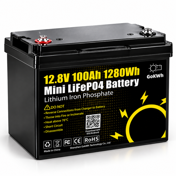 Акумулятор LiFePO4 GoKWh Mini 12.8V 100Ah 1,28 кВт&middot;год з BMS, для інвертора та резервного живлення 3009271 фото