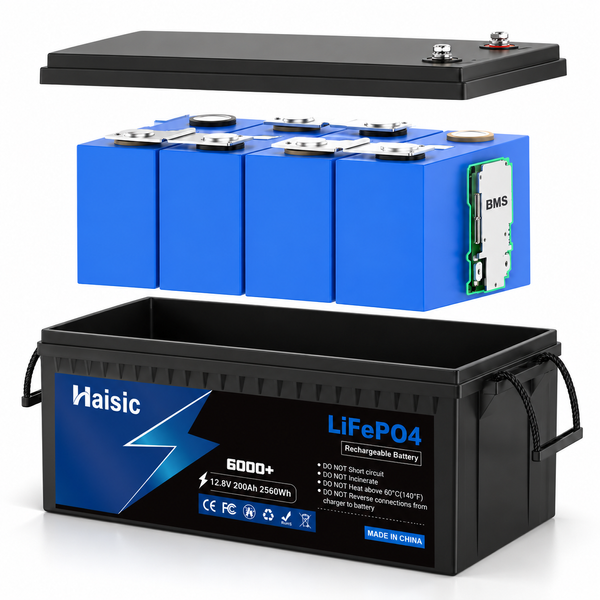 Акумулятор LiFePO4 Haisic 12.8V 200Ah 2560Wh з BMS, активним балансиром 5А та Bluetooth, для інвертора і ДБЖ 1009262 фото