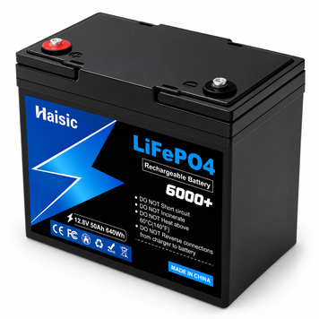 Акумулятор LiFePO4 Haisic 12.8V 50Ah 640Wh з BMS, 6000+ циклів, для інвертора, ДБЖ та резервного живлення 1009263 фото