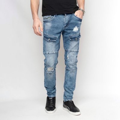 Стильні чоловічі джинси, з потертостями, якісний котон, синього кольору,  28-34 22042451 фото