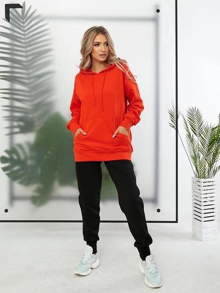 Стильное женское худое с капюшоном, оранжевый цвет, оверсайз (oversize S-L) 260120246 фото