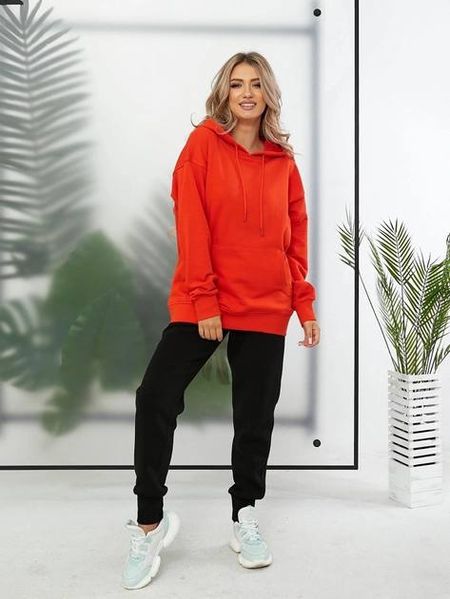 Стильное женское худое с капюшоном, оранжевый цвет, оверсайз (oversize S-L) 260120246 фото