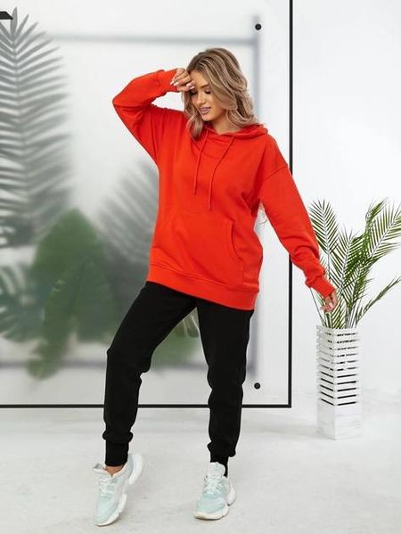 Стильное женское худое с капюшоном, оранжевый цвет, оверсайз (oversize S-L) 260120246 фото