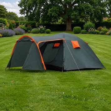 Туристическая палатка Pro Camp Haki 405х215х170 см: большая семейная палатка для кемпинга, 4-местная, водонепроницаемая, с тамбуром 1505264 фото