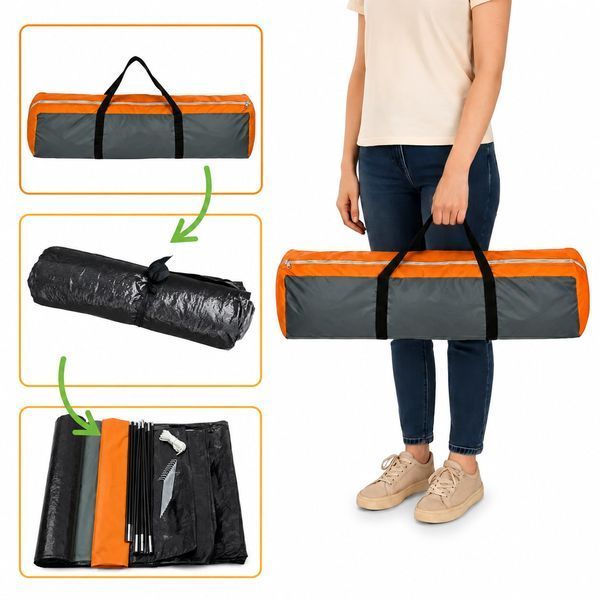 Туристическая палатка Pro Camp Haki 405х215х170 см: большая семейная палатка для кемпинга, 4-местная, водонепроницаемая, с тамбуром 1505264 фото