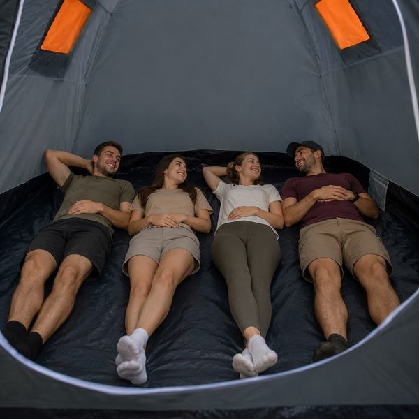 Туристическая палатка Pro Camp Haki 405х215х170 см: большая семейная палатка для кемпинга, 4-местная, водонепроницаемая, с тамбуром 1505264 фото