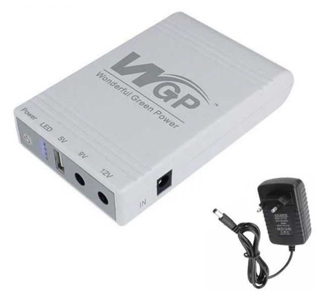 ДБЖ для роутера, касового апарату, камери, повербанк WGP Mini UPS USB, DC (5V+9V+12V) 10400mAh Білий 01072025 фото