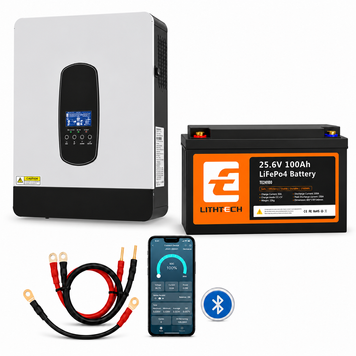 Комплект Daxtromn 4.2 кВт + LiFePO₄ акумулятор Lithtech 24В 100Ah (2,56 кВт&middot;год) з Bluetooth, UPS, MPPT 80A для резервного живлення + кабелі в подарунок 3007261 фото