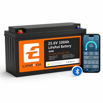 LiFePO4 акумулятор 24V 100Ah 2560Wh Lithtech TE24100 Bluetooth, BMS 100A, літієва батарея для інвертора, сонячних електростанцій, UPS (ДБЖ) 2207261 фото