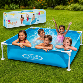Детский каркасный бассейн Intex 122&times;122&times;30 см 340 л, квадратный бассейн для детей, сада, дачи и двора, прочный семейный мини бассейн 23062552 фото