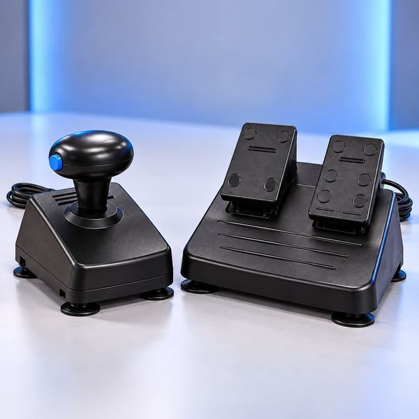 Ігровий кермо-комплект для автосимуляторів PS4, PS3 і ПК: кермо 25 см, коробка передач, педалі газу й гальма, вібрація 2809263 фото