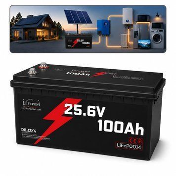 Аккумулятор Idzlldi 24В 100А 2.56 кВт с BMS 100A LiFePO4 для инвертора, ИБП, солнечных панелей и резервного питани 0106261 фото